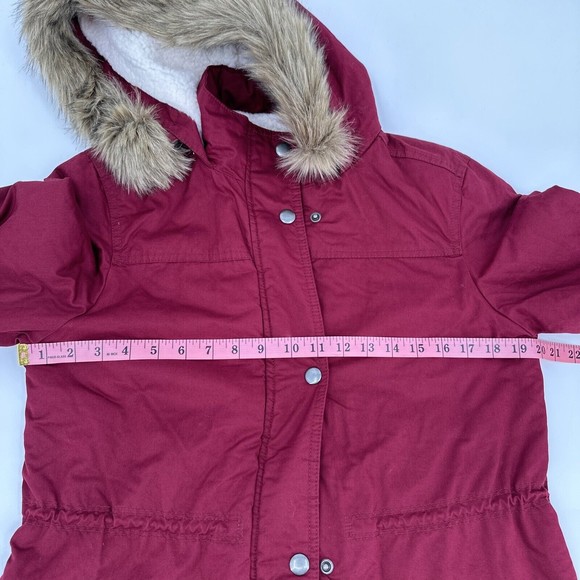 GAP Red Womens Size S Coat with Hood Inside Sherpa Line - Picture 4 of 12